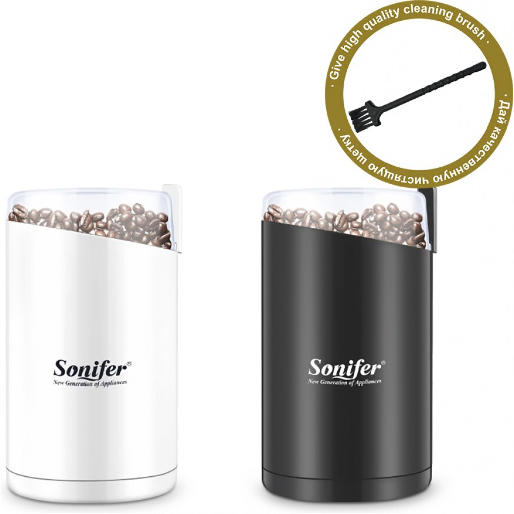 Sonifer 220V Mini Electric Coffee Bean Grinder Grinder Herb Nuts SF-3525 - Black/White