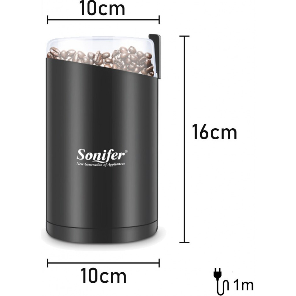 Sonifer 220V Mini Electric Coffee Bean Grinder Grinder Herb Nuts SF-3525 - Black/White