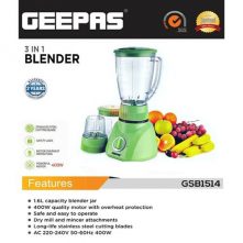 Geepas GSB1514 3-In1 Blender - 1.6 liters - Green