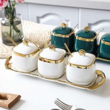 3 Piece Sugar Bowl, Coffee,Tea Canister Storage Containers – Multi-colours