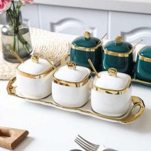 3 Piece Sugar Bowl, Coffee,Tea Canister Storage Containers - Multi-colours