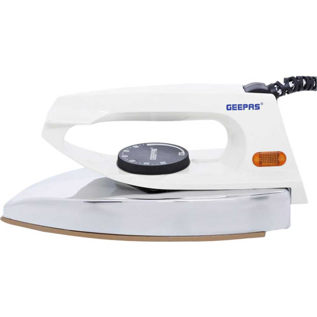 Geepas GDI7729 Dry Iron with Non-stickTeflon Coated Plate -White