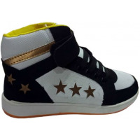 Men's Lace Up Sneakers - Black, White,Gold