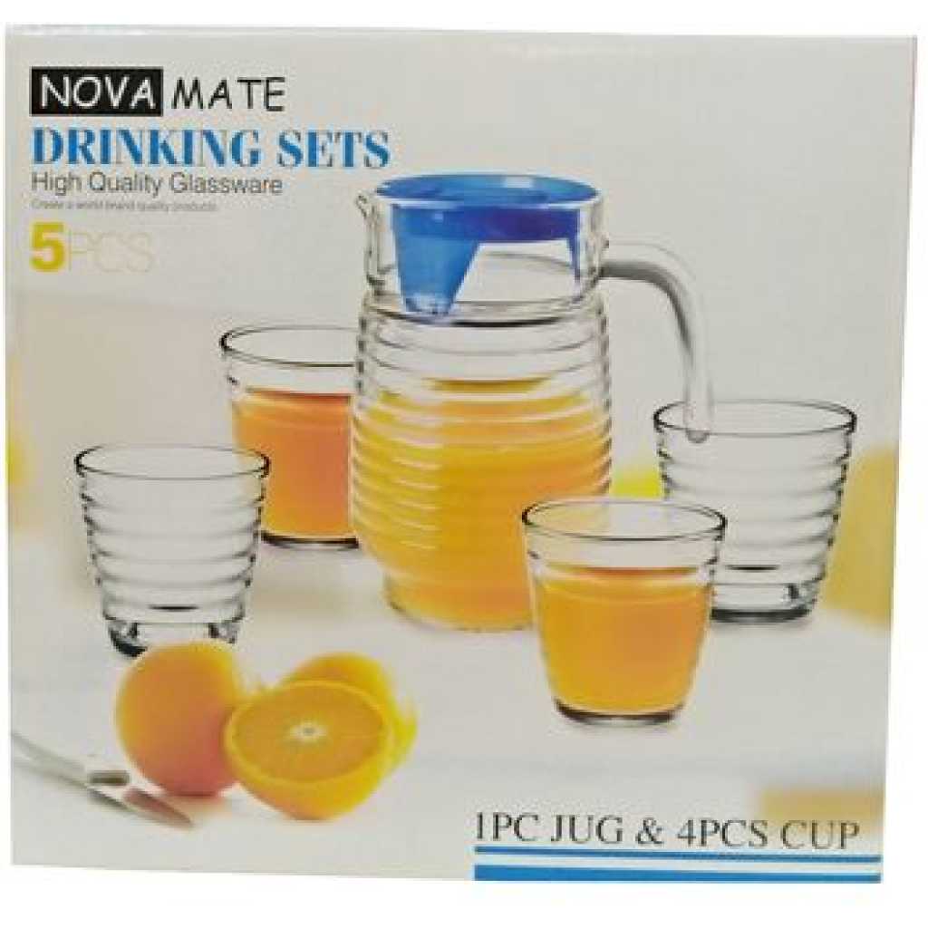 Beautiful 4 Short Glasses With A Quality Jug