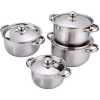 Tornado 8 Piece Stainless Steel Saucepans Cookware Pots, Silver