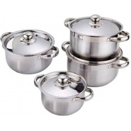 Tornado 8 Piece Stainless Steel Saucepans Cookware Pots, Silver