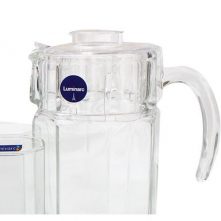 Luminarc Unique Jug Pitcher And Quality 6 Drinking Glasses-Transparent Glassware & Drinkware TilyExpress