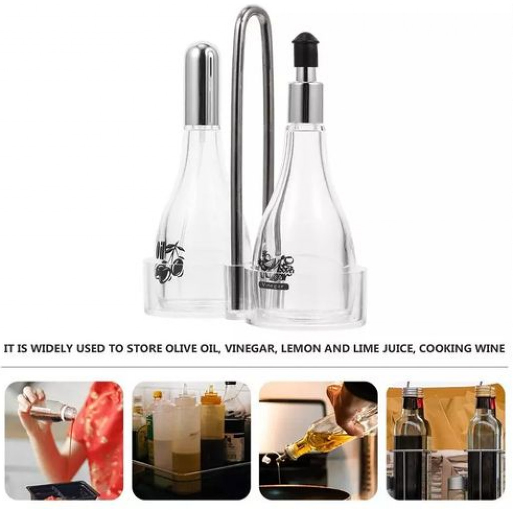 2 Pcs Acrylic Vinegar Oil Dispenser Sauce Sprayer Bottle Set -Colourless