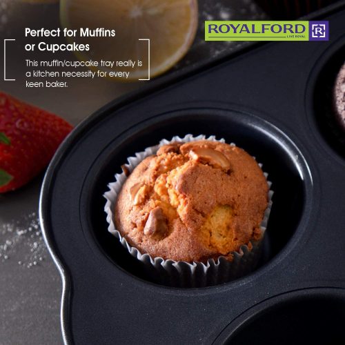 Royalford 6 Cup Jumbo Muffin Pan, Cupcake Pan RF7043 (Black)