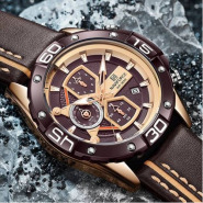 Naviforce Luxury Chronograph Men’s Waterproof Watch – Brown Men's Watches TilyExpress