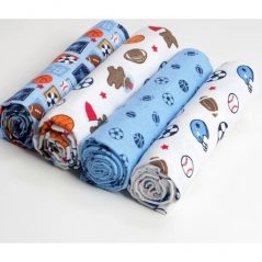 4Pcs Cotton New Born Baby Receiving Bedsheets