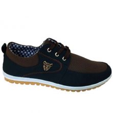 Men's Lace Up Designer Sneakers - Navy Blue,Brown,White