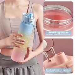 1L Time Marked Fitness Jug Outdoor Frosted Water Bottle, Multi-Colour