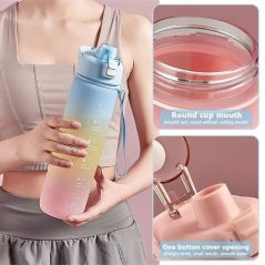 1-Litre Time Marked Fitness Jug Outdoor Frosted Water Bottle, Multi-Colour