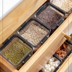 700ml 4-Piece Plastic Transparent Plain Storage Box Tins Containers -Black Food Savers & Storage Containers TilyExpress 3
