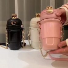 Fancy Portable Thermos Travel Mug Flask Bag Cup-Pink. Commuter & Travel Mugs TilyExpress
