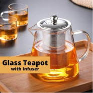 600ml Glass Kettle Teapot With Strainer Filter Infuser-Colorless