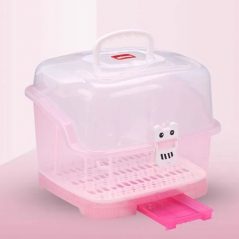 Portable Baby Bottle Drying Rack Storage Box With Anti-dust Cover, Pink Bottle Accessories TilyExpress 7