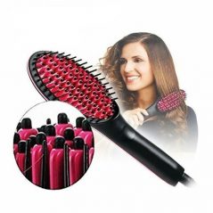 3 ln1 Electric Fast Ceramic Styling Hair Straightener Brush - Black