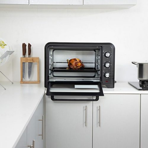 Geepas 42L GO4450 Mini Oven & Rotisserie – Electric Oven 2000W & 60 Minutes Timer – Grill Function & 6 Selectors for Baking, Roasting & Grilling - Accessories Included – 2 Years Warranty