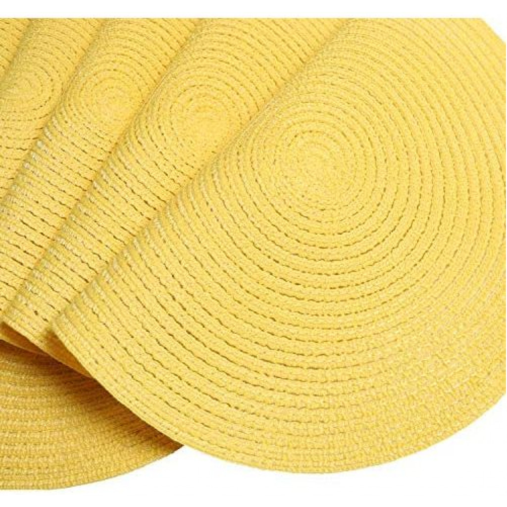 6 Round Decorative Placemats Table Mats- Light Yellow