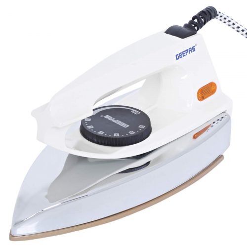 Geepas GDI7729 Dry Iron with Non-stickTeflon Coated Plate -White