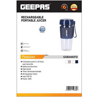 Geepas 50W Rechargeable Portable Mini Blender - 300ml Personal Blender Smoothie Maker GSB-44073