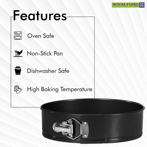 Royalford Non-Stick Quick-Release Springform Cake Tin with Loose Base, 24 cm , Baking Tin, Easy Release Pan, RF7036