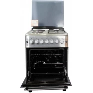 BlueFlame Cooker 60x60cm, 2 Gas Burners And 2 Electric Plates; S6022ERF – IP With Electric Oven& Grill, Auto Ignition, Rotisserie, Oven Lamp  - Inox