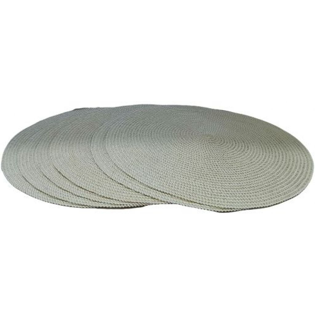 6 Pc Round Decorative Placemats Table - Cream