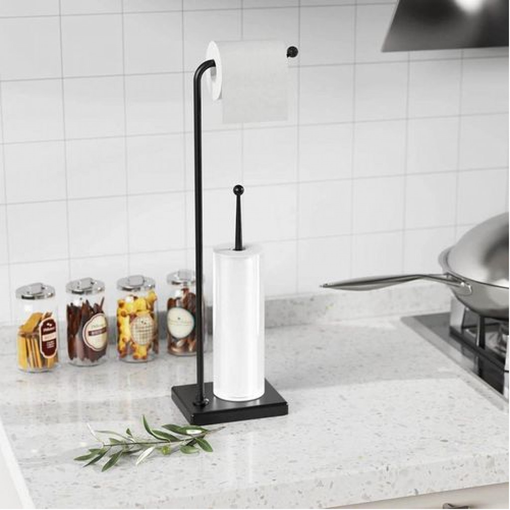 Toilet Paper Holder Stand Tissue Rack Storage -Black