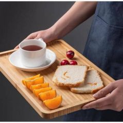 3 Piece Bamboo Wood Tea Food Serving Trays Plates – Brown Serving Trays TilyExpress 2