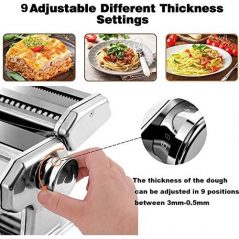 Pasta Maker Roller Machine, Manual Spaghetti, Noodles Maker Cutter-Silver