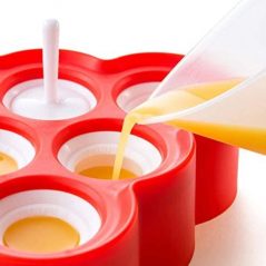 9 Silicone Ice Mini Popsicle Molds With Sticks and Drip-guards,- Red