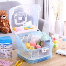 Portable Baby Bottle Drying Rack Storage Box With Anti-dust Cover, Pink Bottle Accessories TilyExpress
