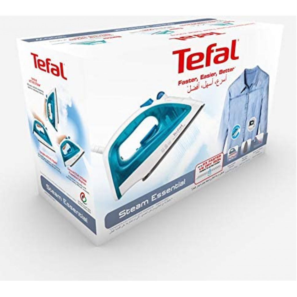 TEFAL Steam Essential Steam Iron, 150 ml, 1200 Watts, Blue / White, Plastic, FV1026M0