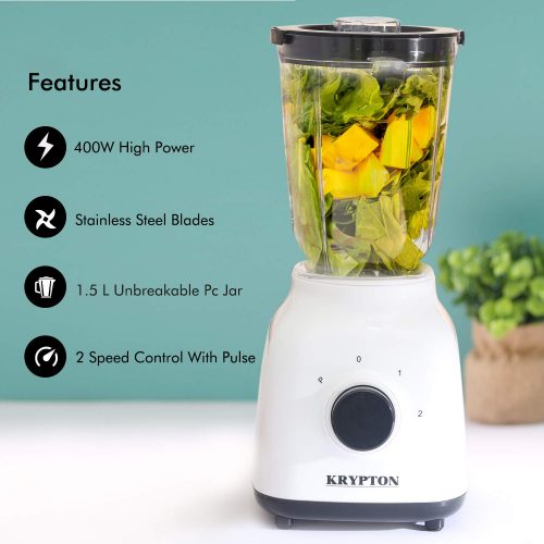 Krypton Single Jar Blender KNB6211 1.5L 400W - White