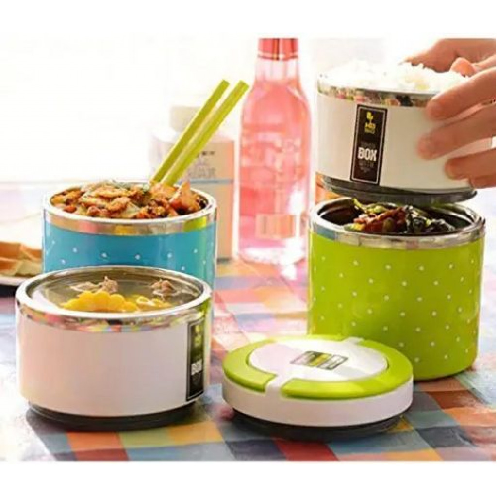 3 Layer Steel Food Insulated Lunch Box Container Tiffin- Multi-colours