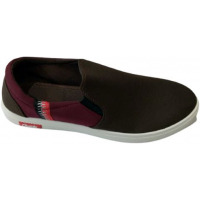 Men's Slip-On Plimsolls - Brown, White