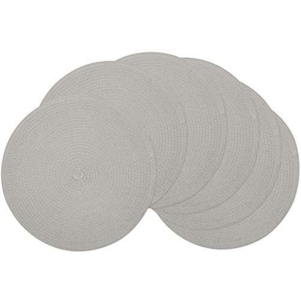 6 Pc Round Decorative Placemats Table Mats- Grey Tabletop Accessories TilyExpress 7