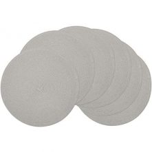 6 Pc Round Decorative Placemats Table Mats- Grey