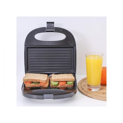 Geepas GGM6001 700W 2 Slice Grill Maker With Non-Stick Plates | Stainless Steel Panini Press, Sandwich Toaster - Black