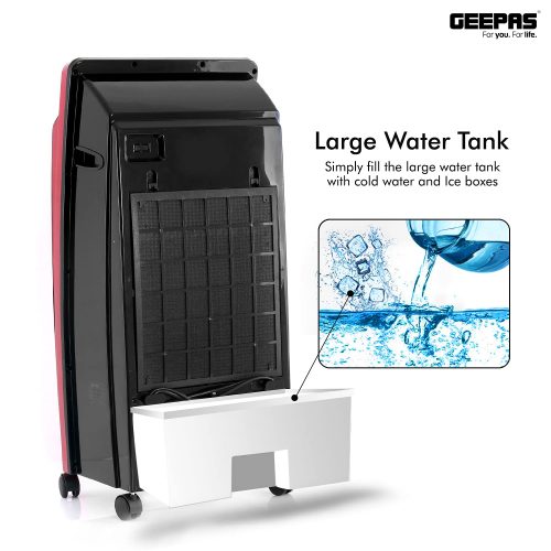 Geepas Air Cooler With Remote Control 65W GAC9433 - Red