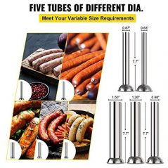 Sausage Filler Machine 10L Stainless Steel Sausage Maker Vertical Manual two Speed - Silver