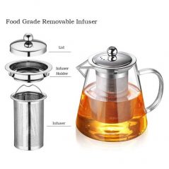 600ml Glass Kettle Teapot With Strainer Filter Infuser-Colorless