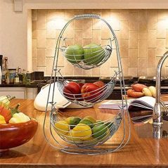 3 Tier Stainless steel Fruit Bowl Storage Basket Holder Organizer Rack, Silver