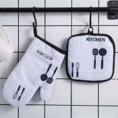 2pc Cotton Multi-Design Oven Mitt And Pot Holder -Multi-Colours