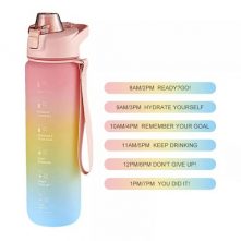 1L Time Marked Fitness Jug Outdoor Frosted Water Bottle, Multi-Colour Commuter & Travel Mugs