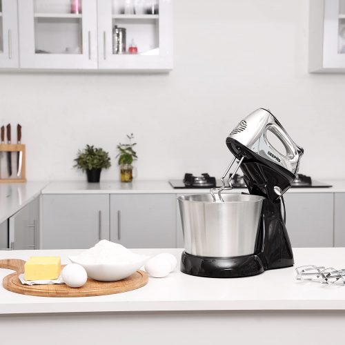 Geepas Stand Mixer , GHM5461 , 240 Volts -Black/Silver