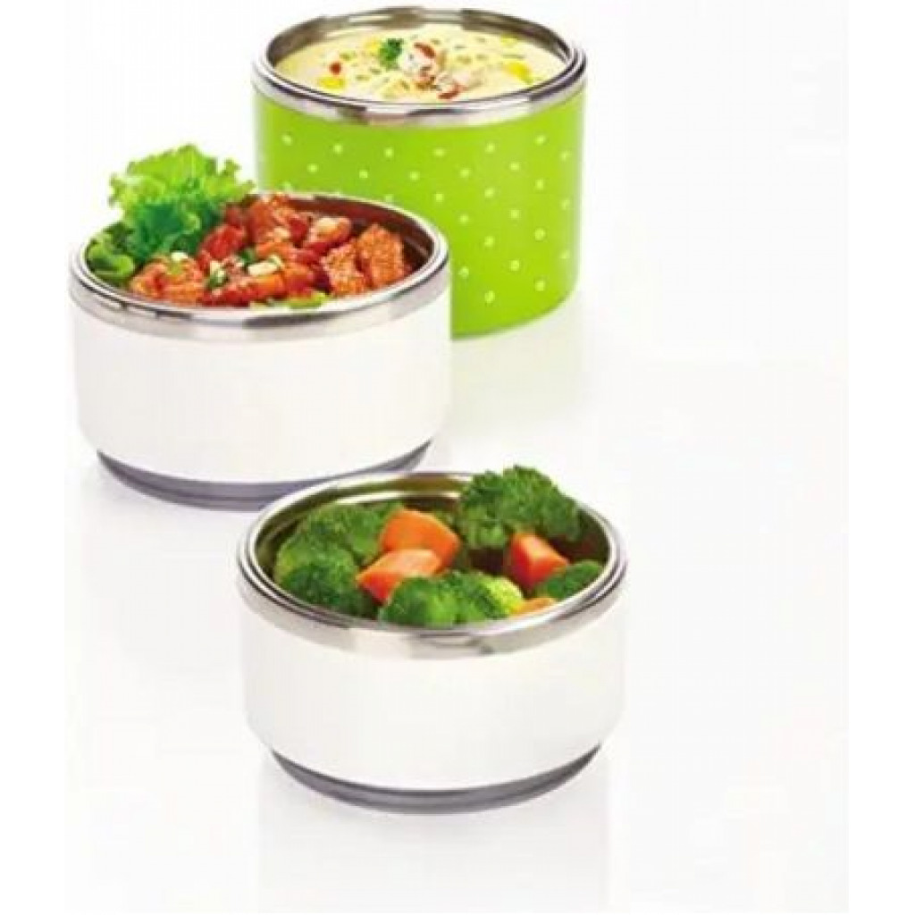 3 Layer Steel Food Insulated Lunch Box Container Tiffin- Multi-colours